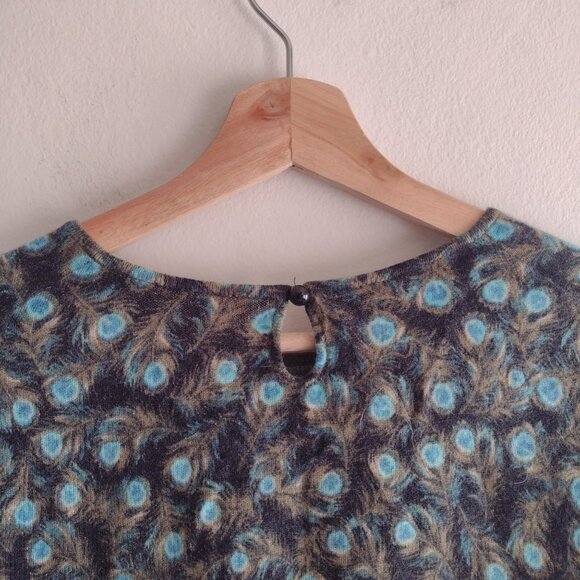 Talbots Cashmere Peacock Feather Print Sweater XS S Super Soft Pullover - Picture 8 of 9